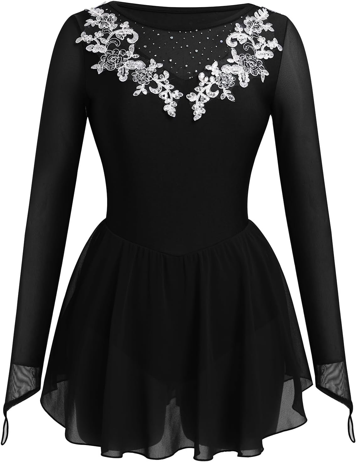 ODASOD - Vestido de patinaje sobre hielo para mujer, malla con bord...