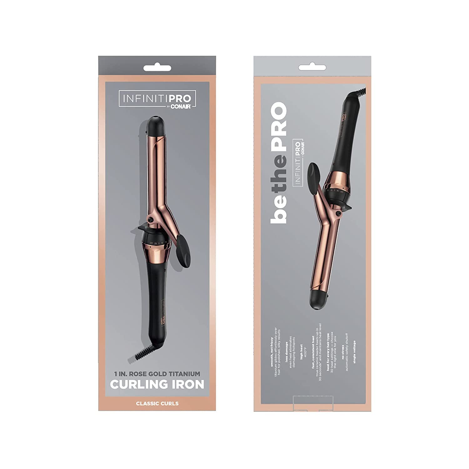 CONAIR INFINITIPRO - Rizador de titanio de oro rosa de 1 pulgada, e...
