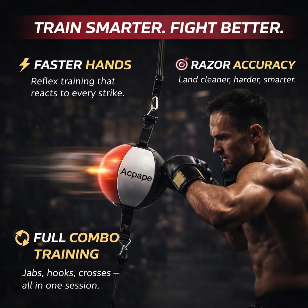 Acpape Bolsa de boxeo de doble extremo con guantes de boxeo, saco d...
