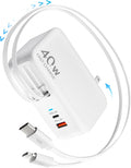 Cargador USB C retráctil de pared con cables tipo C de 35.5 pulgada...