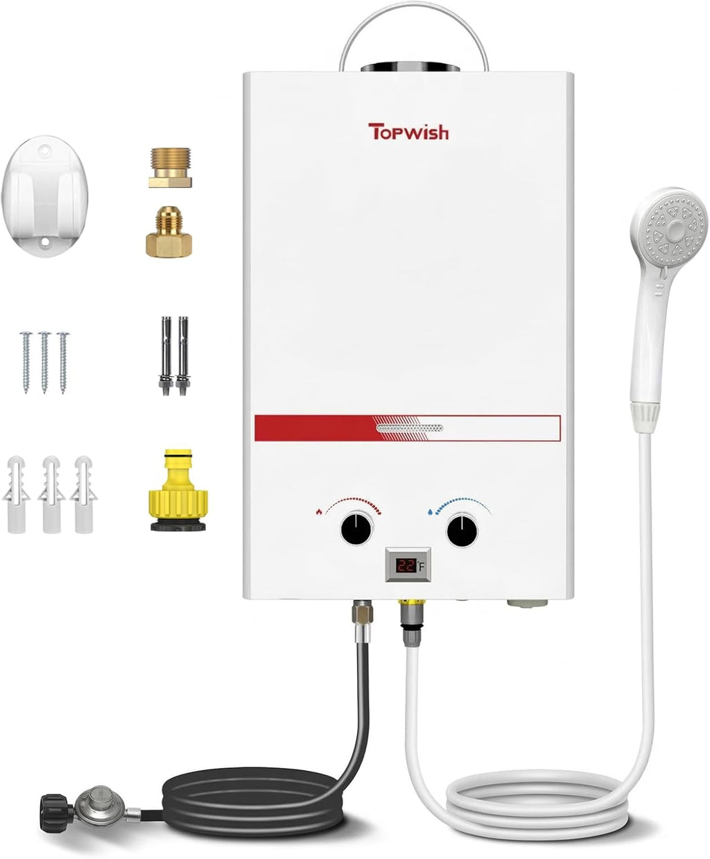 TOPWISH Calentador de agua sin tanque de propano 8L 2.11GPM, calent...