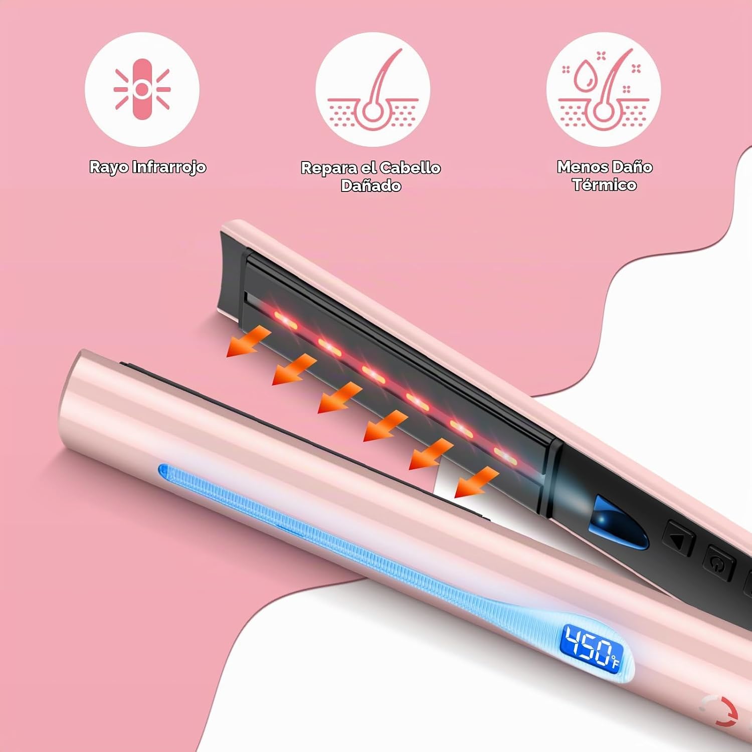 IG INGLAM Plancha lisa para el cabello de titanio, rizador de pelo...