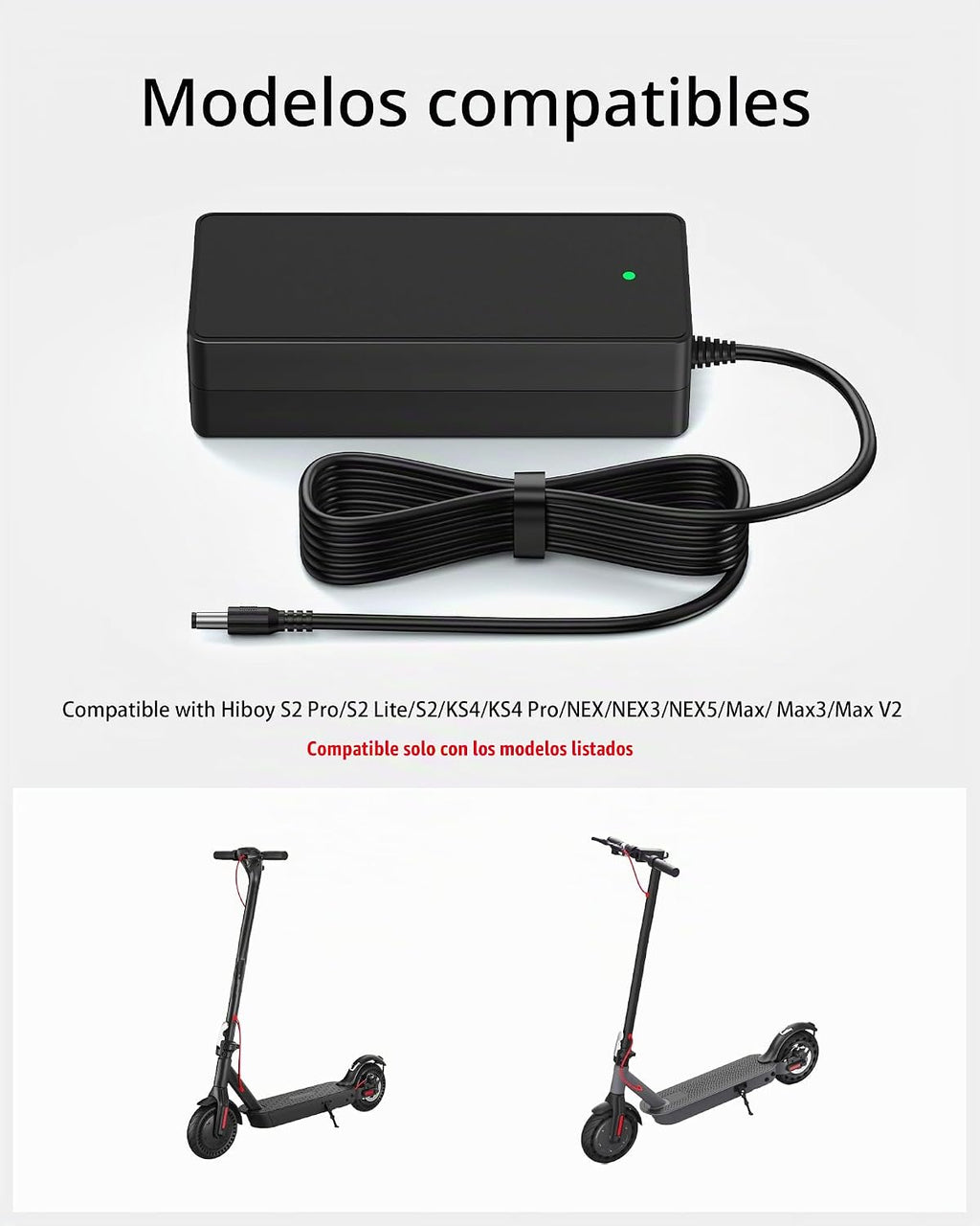 VHBW Cargador de scooter de 42V 2A compatible con Hiboy S2 Pro S2 K...