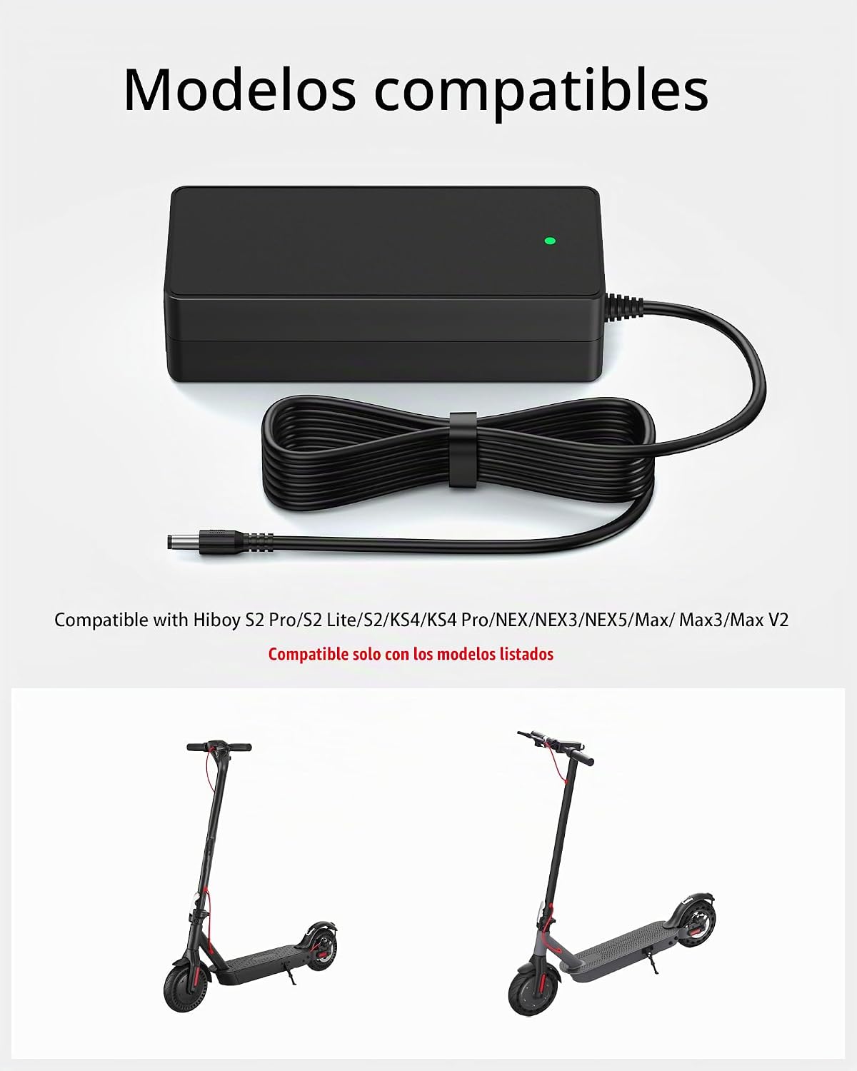 VHBW Cargador de scooter de 42V 2A compatible con Hiboy S2 Pro S2 K...