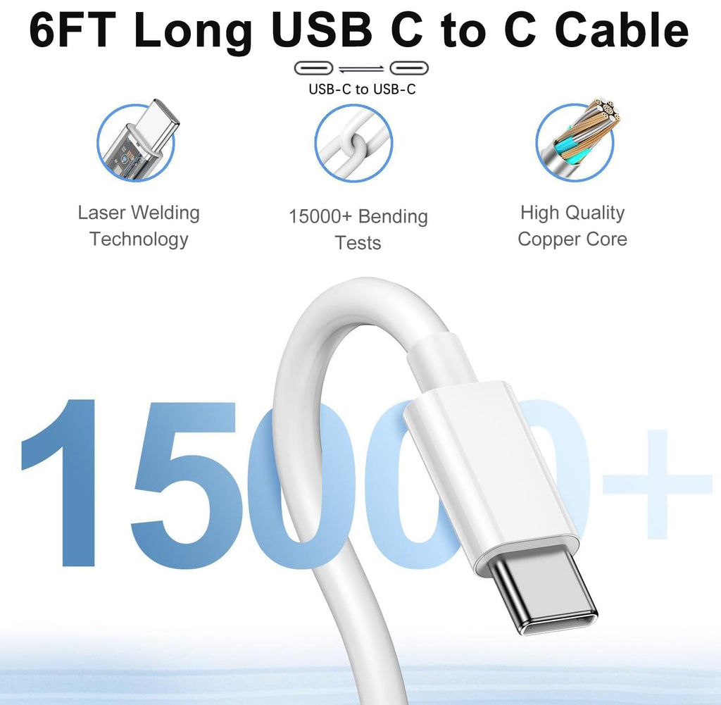Cargador rápido USB C para iPhone 15, carga rápida, paquete de 2, b...
