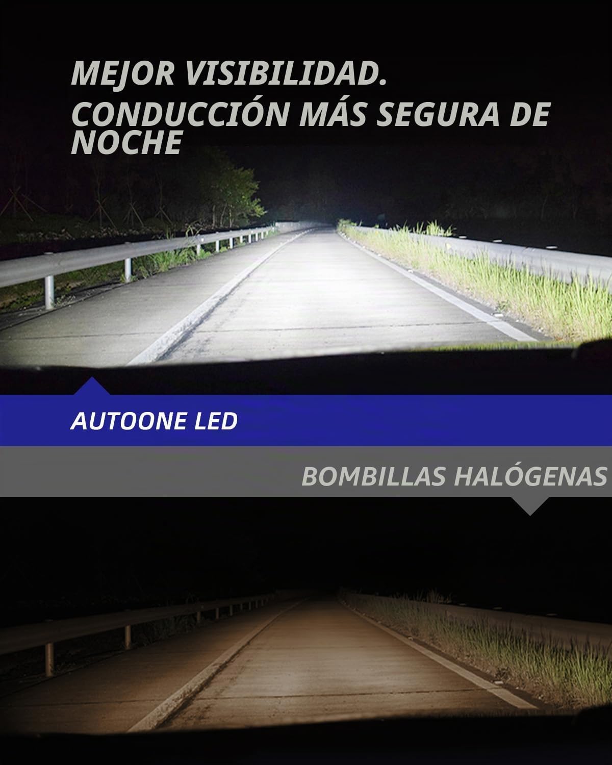 AUTOONE HB5\/9007 Bombillas LED, tamaño OEM, sin parpadeo, 1000% má...