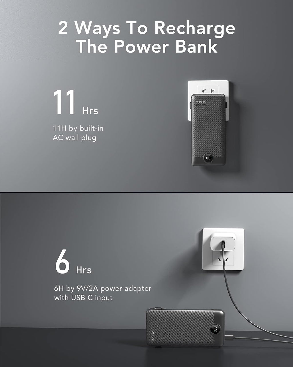 VRURC Cargador portátil de 20000mAh, banco de energía de carga rápi...