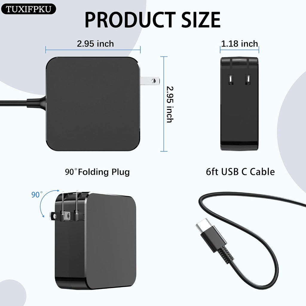 TUXIFPKU Adaptador de corriente USB C de 65 W, cargador rápido de p...