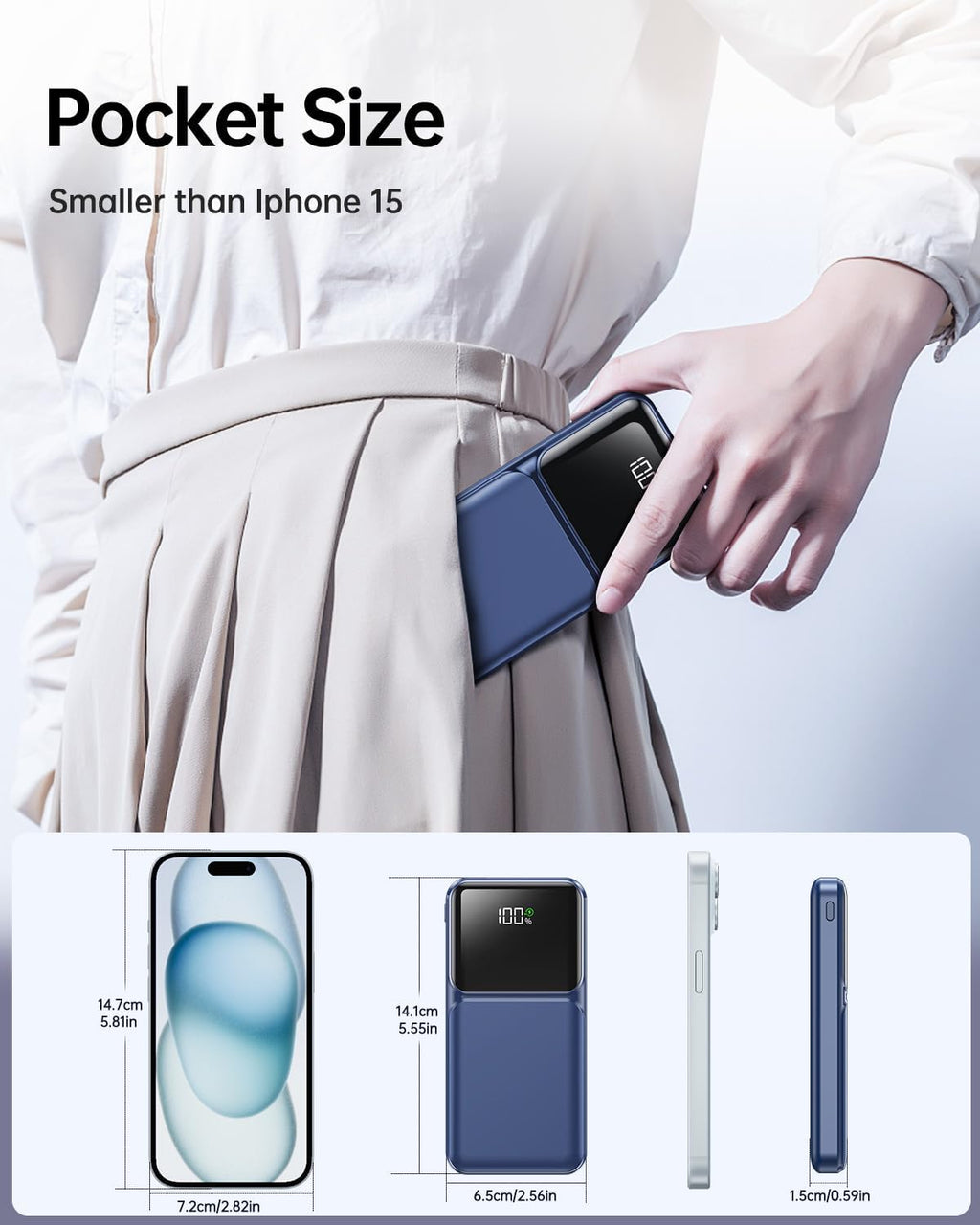 RONEGN Cargador Portátil con Cable Integrado 10000mAh USB C Banco d...