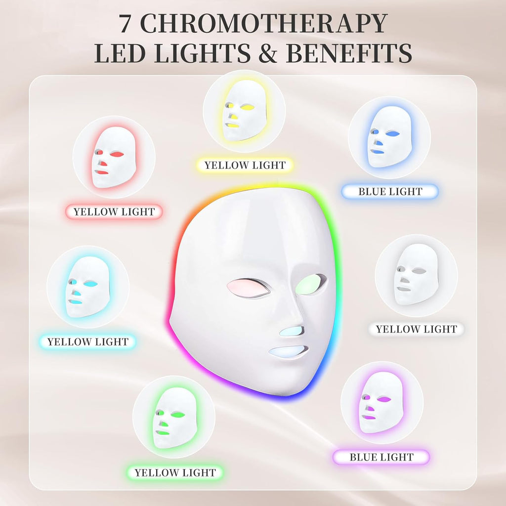 SDKWDH Máscara facial LED terapia de luz, máscara de terapia de luz...