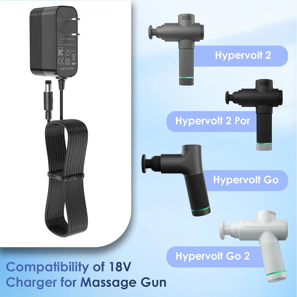 Cargador de 18 V para pistola de masaje Hyperice compatible con Hyp...