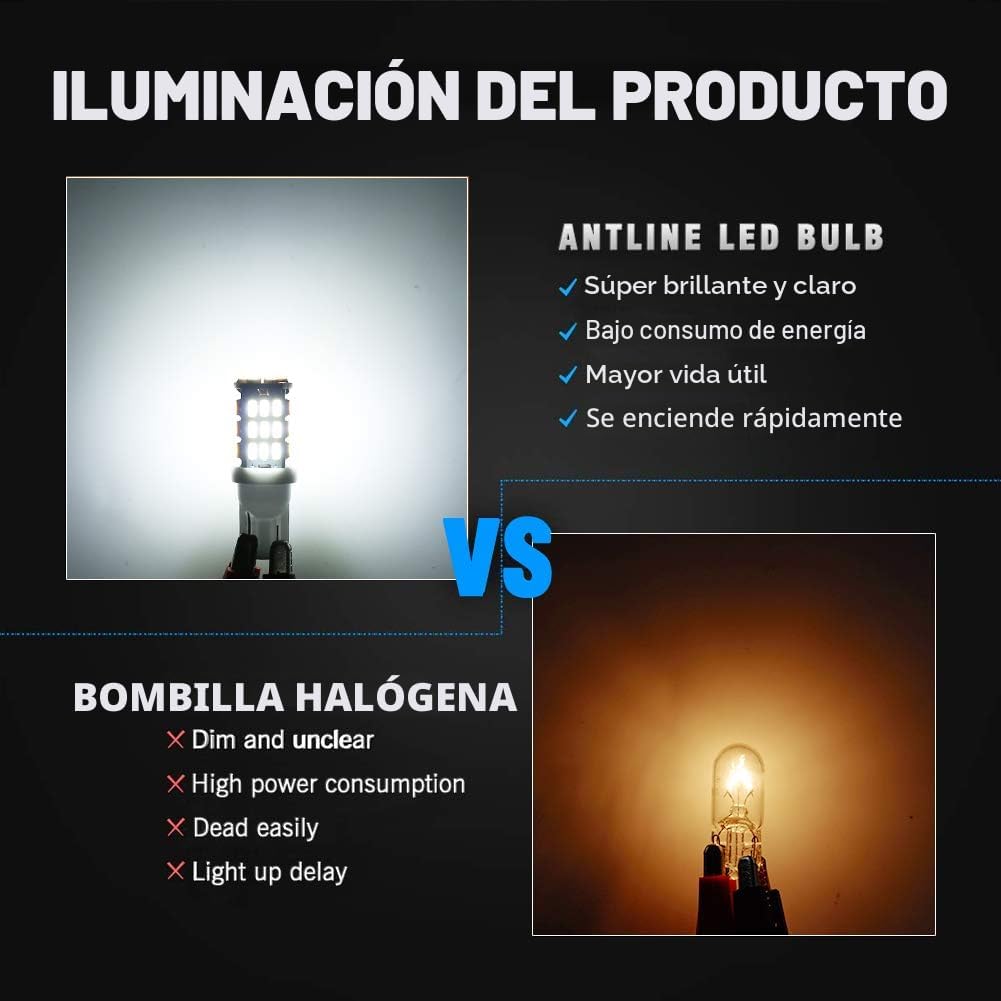 Antline - Paquete 20 bombillas LED superbrillantes blanco, chips T1...