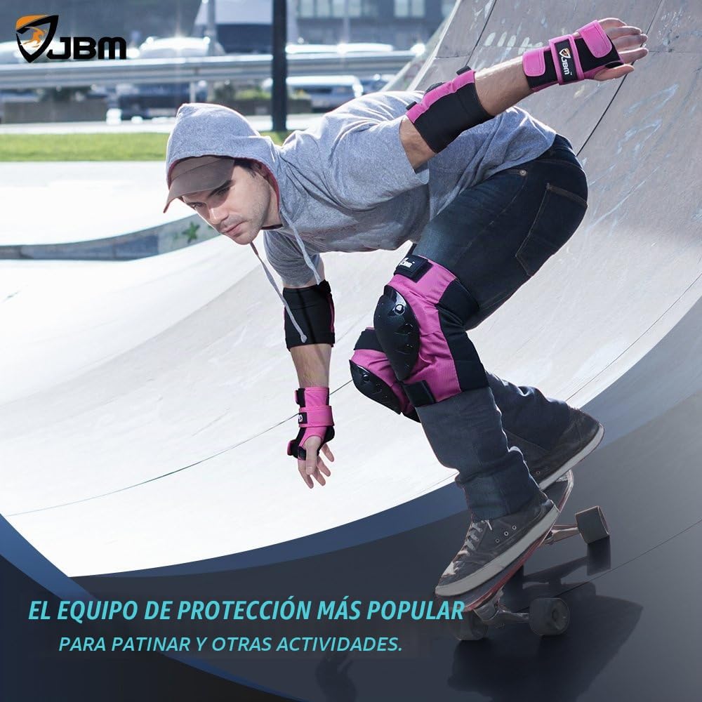 JBM Rodilleras para adultos y niños, coderas y muñequeras para pati...