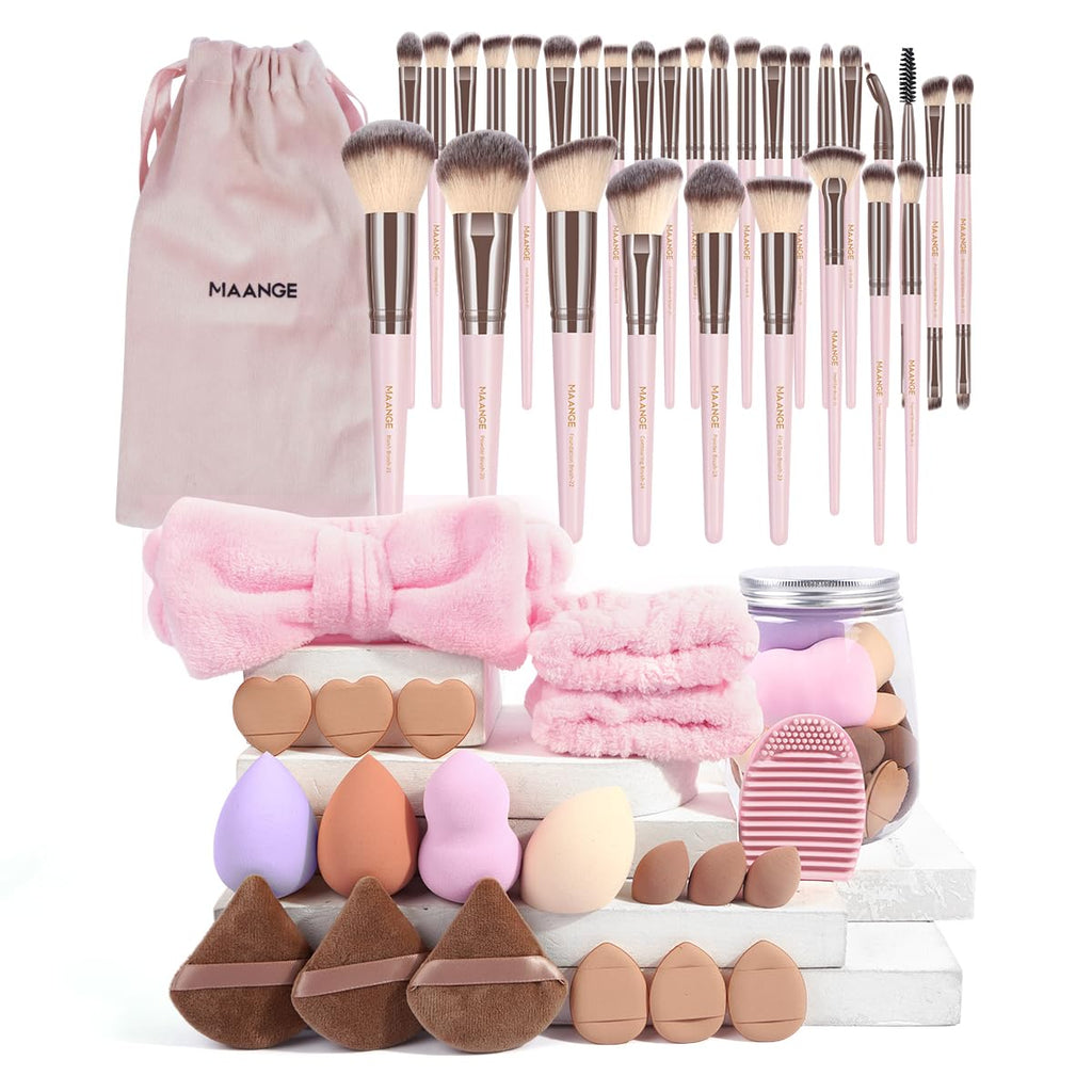 MAANGE Juego de brochas de maquillaje, 51 piezas, juego de herramie...