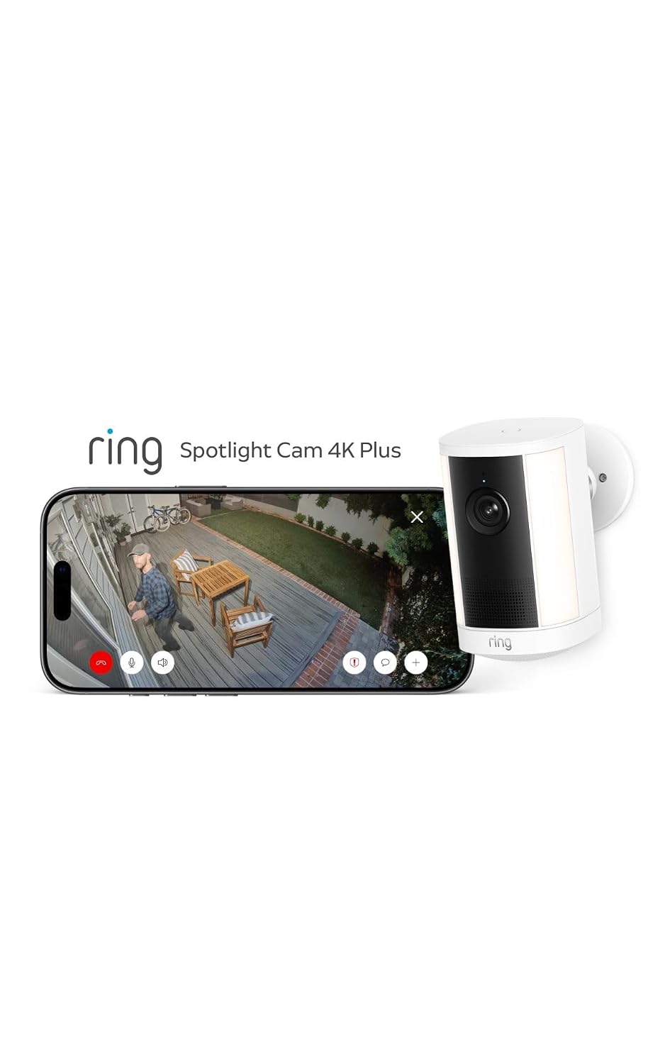 Cámara con luz de enfoque 4K Plus Ring con enchufe (último modelo):...