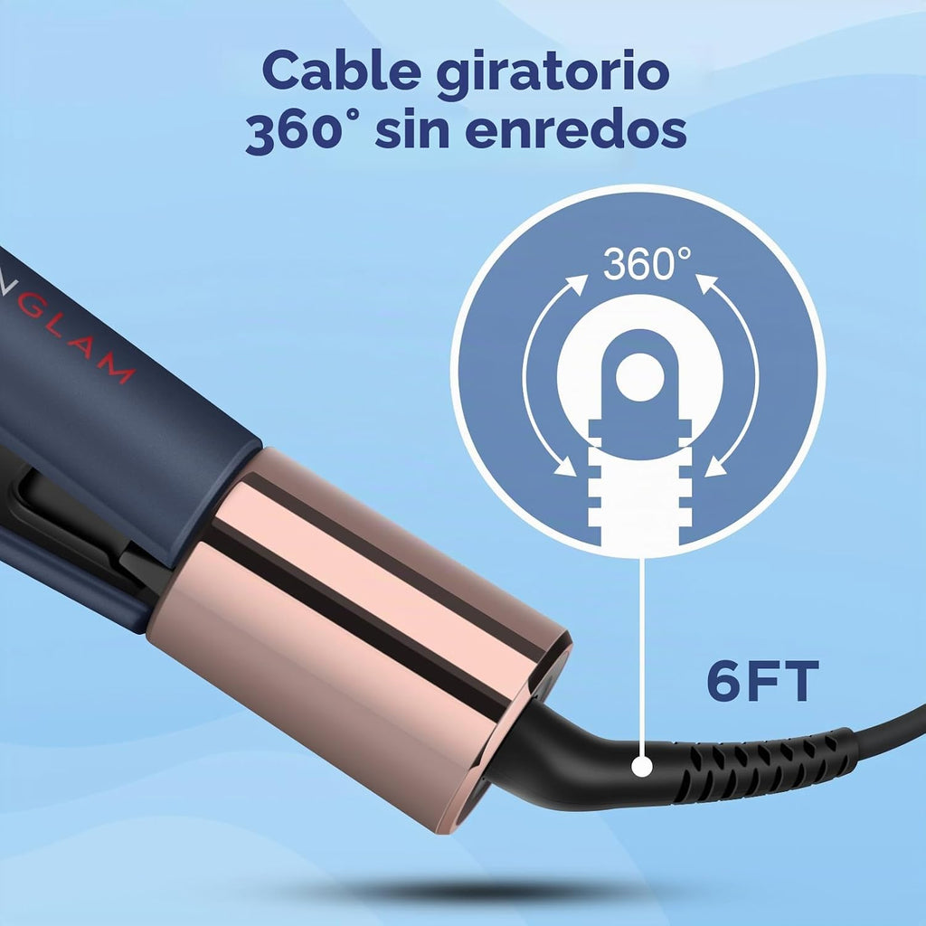 IG INGLAM - Plancha plana de titanio para alisar el cabello, rizado...
