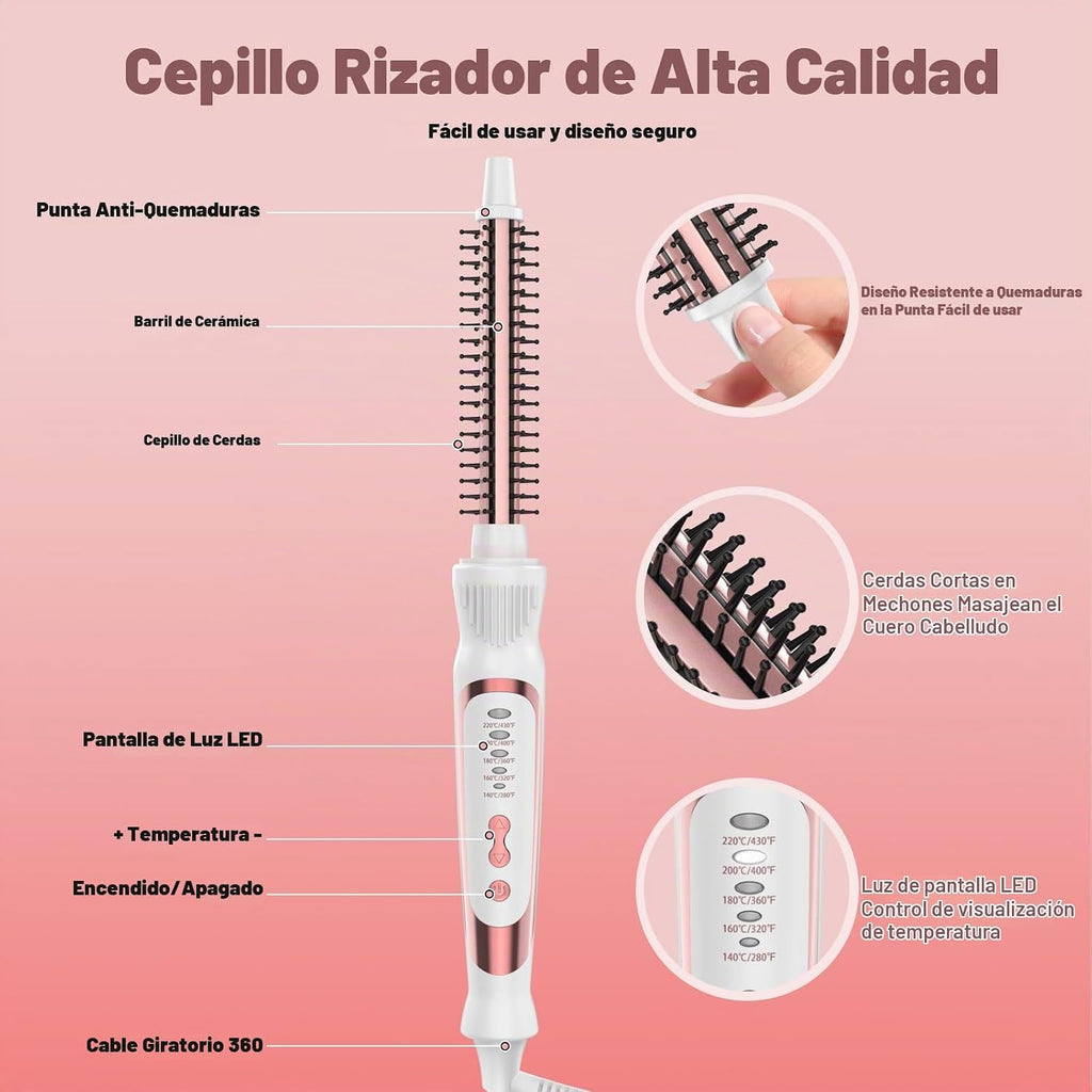 DENVEK Cepillo redondo con calefacción, iones de turmalina de cerám...