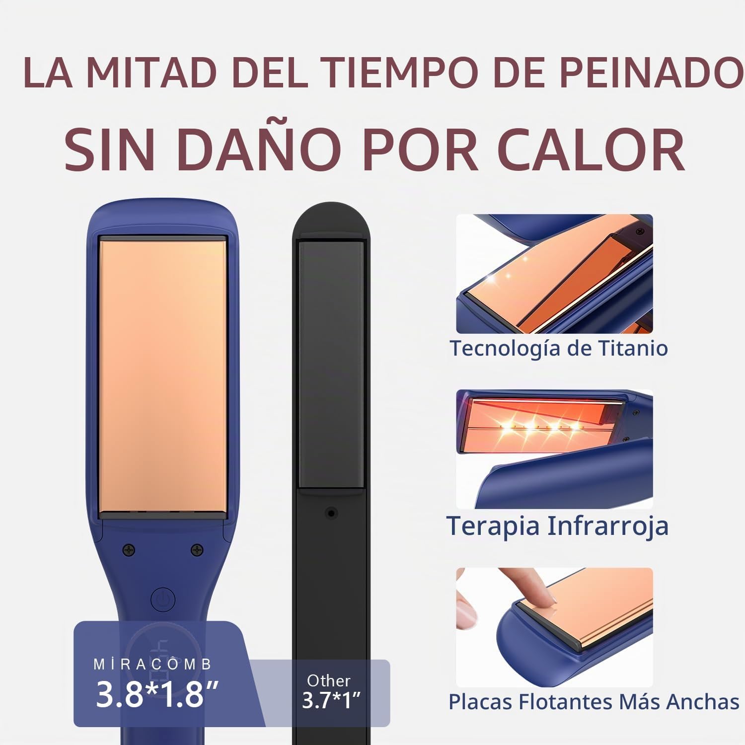 Plancha plana de titanio | MIRACOMB - Plancha alisadora profesional...