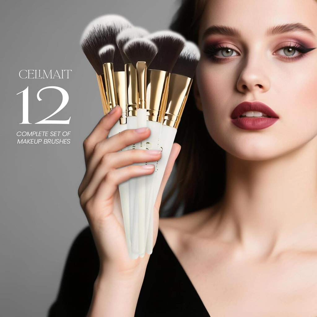 Juego de 12 brochas de maquillaje, aptas para profesionales y princ...