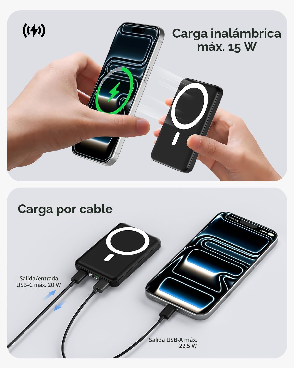 podoru Magsafe Power Bank, cargador portátil magnético de 10000 mAh...