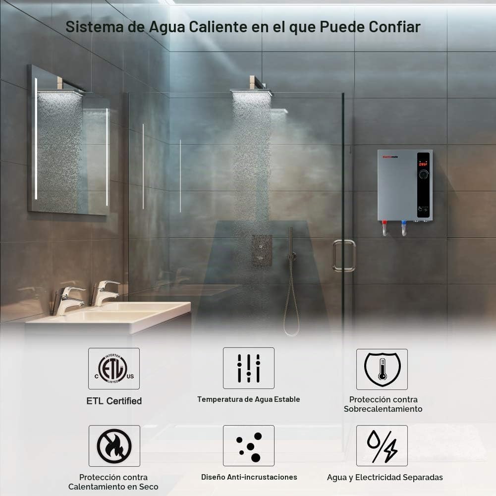 Calentador de agua sin tanque eléctrico de 24kW 208~240 voltios, Th...