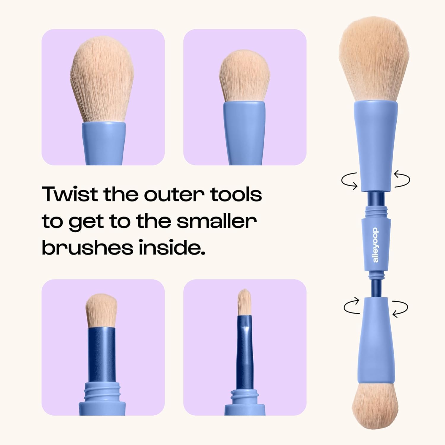 Alleyoop Overachiever - Juego de brochas de maquillaje de viaje 4 e...