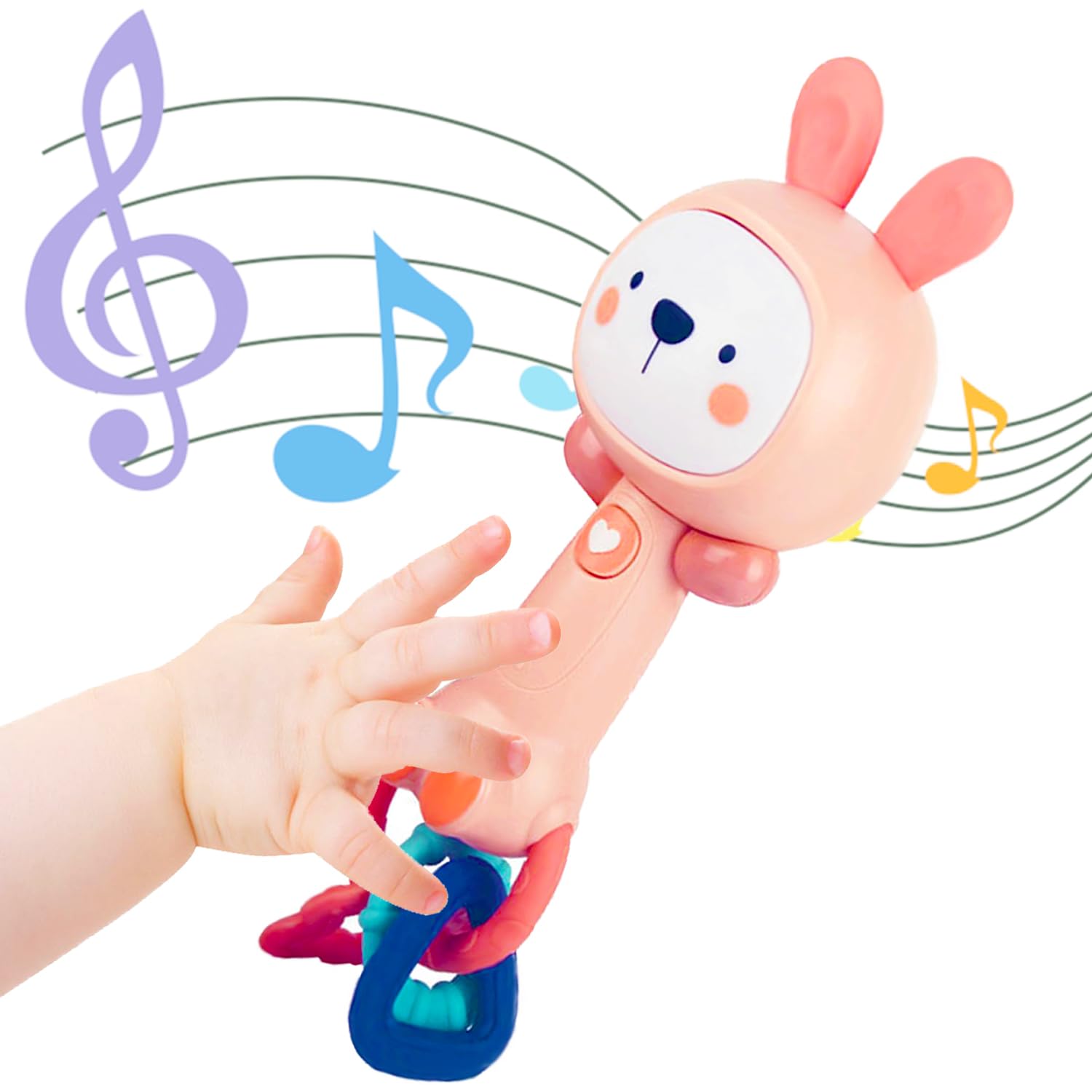 WHNKFB Juguete de sonajero musical de conejo rosa suave para bebé,...