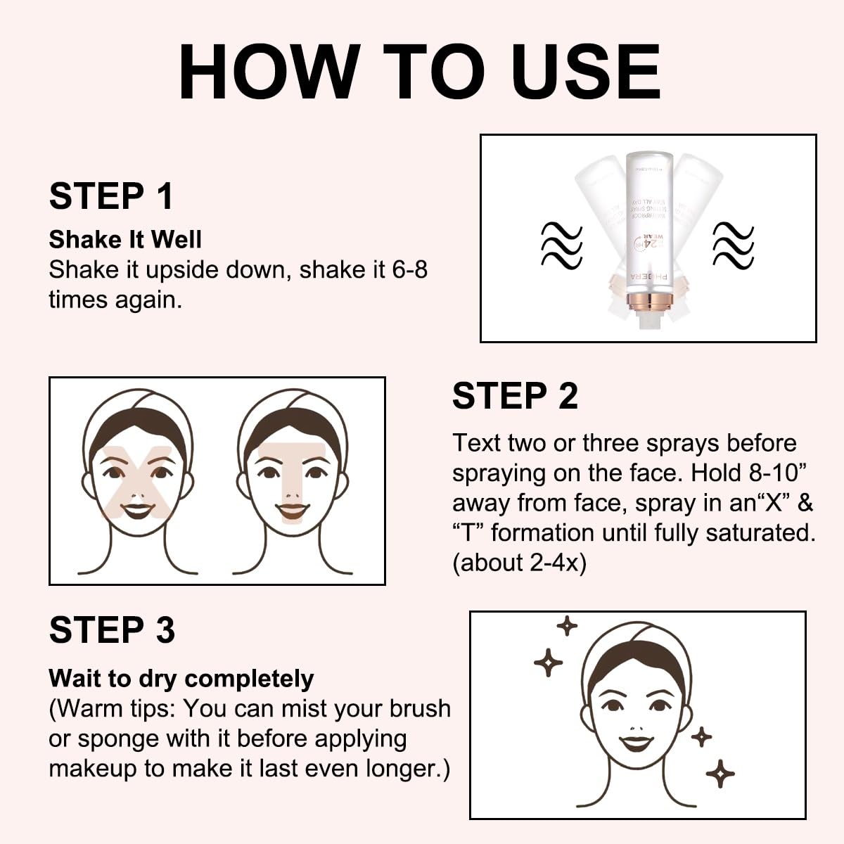 PHOERA - Spray fijador de maquillaje impermeable, larga duración, 2...