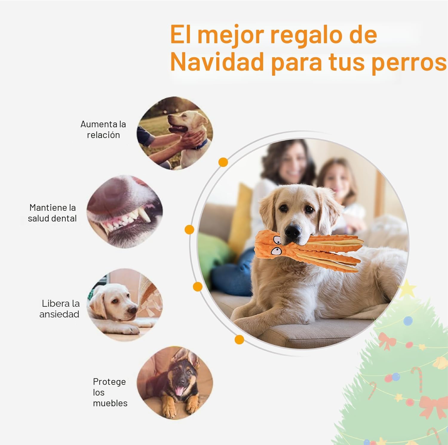 CPYOSN Juguetes chirriantes para perros, pulpo, sin relleno, juguet...