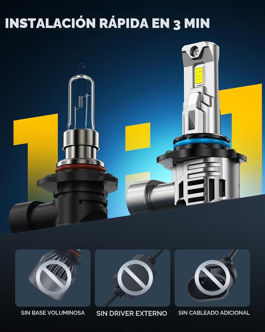 Marsauto Bombillas LED de la serie M2P 9005, bombillas LED 1:1 tama...