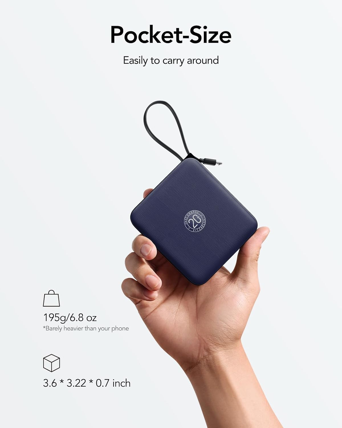 VRURC - Cargador portátil para iPhone con cables integrados, cargad...