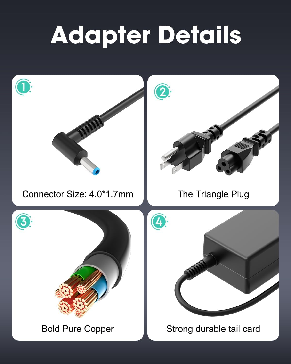 Cargador HP de 65 W, adaptador para portátil HP Pavilion x360 14 15...
