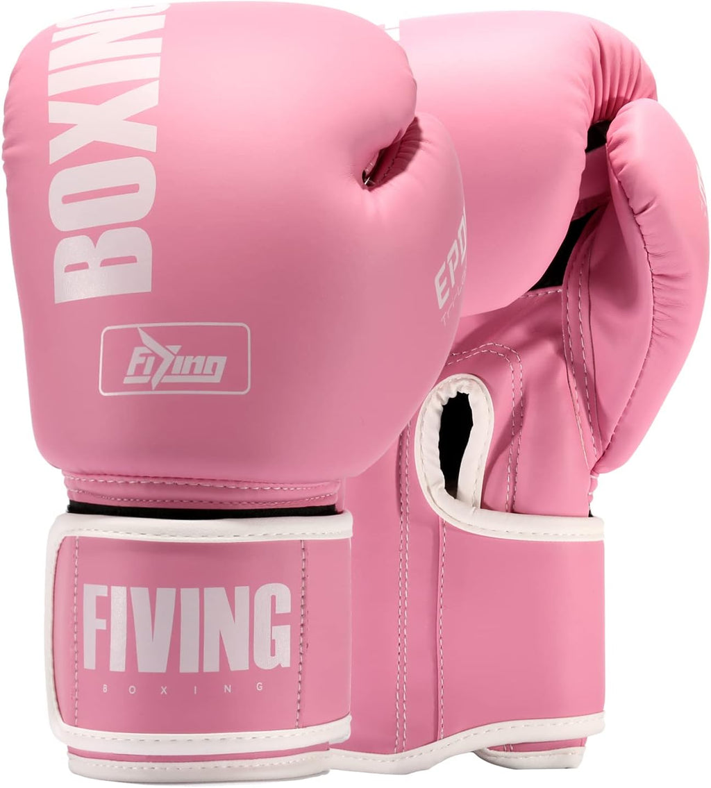 FIVING Guantes de boxeo estilo profesional para mujeres, de cuero P...
