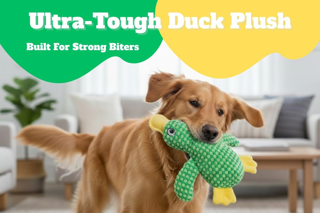 Juguete duradero de pato para perros, felpa reforzada para masticad...