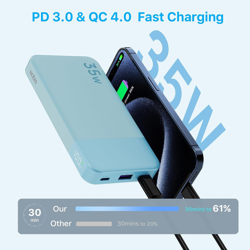 Cargador portátil NOBIS, banco de energía de 10000mAh de carga rápi...