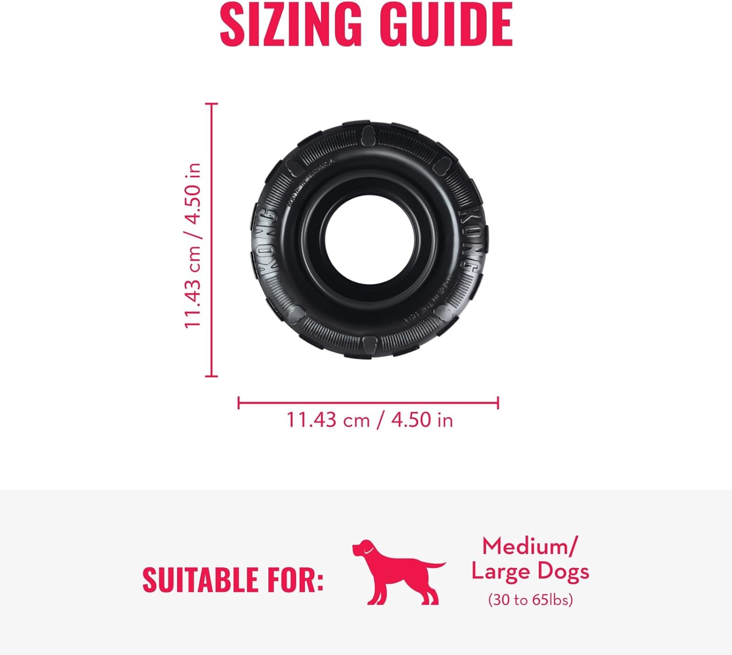 Juguete para perros en forma de neumático, de KONG, M\/ L, Negro