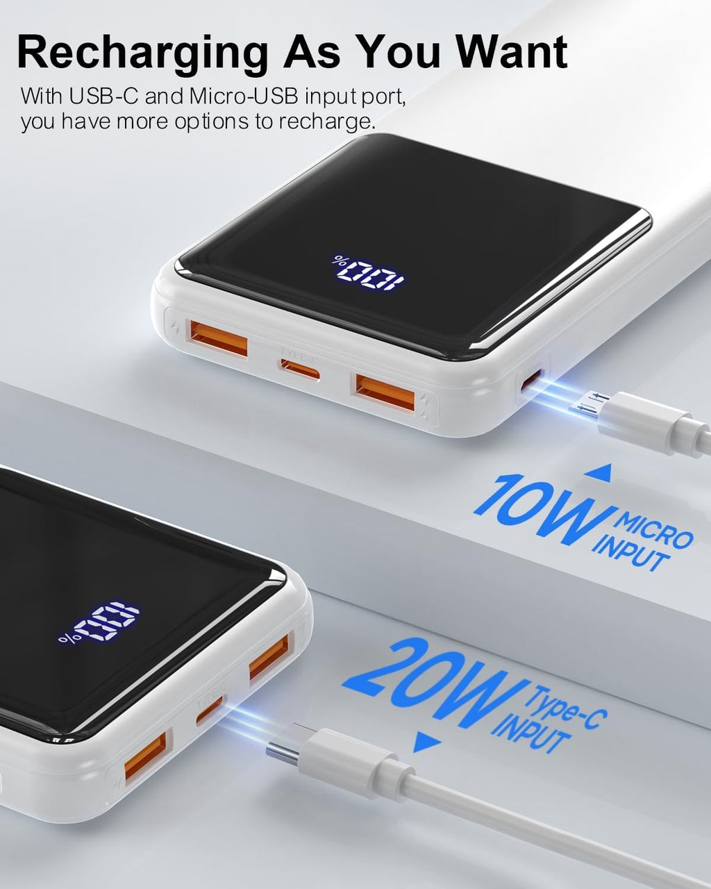 ARINTA Cargador portátil Power Bank de 10000 mAh PD 22.5 W, batería...
