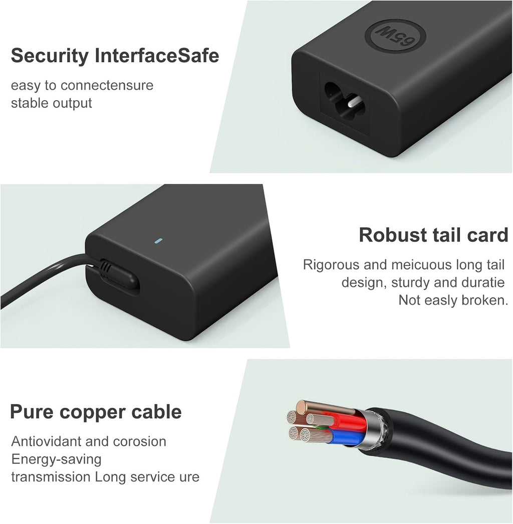 Cargador USB C para laptop de 65 W y 45 W, compatible con Dell Lati...