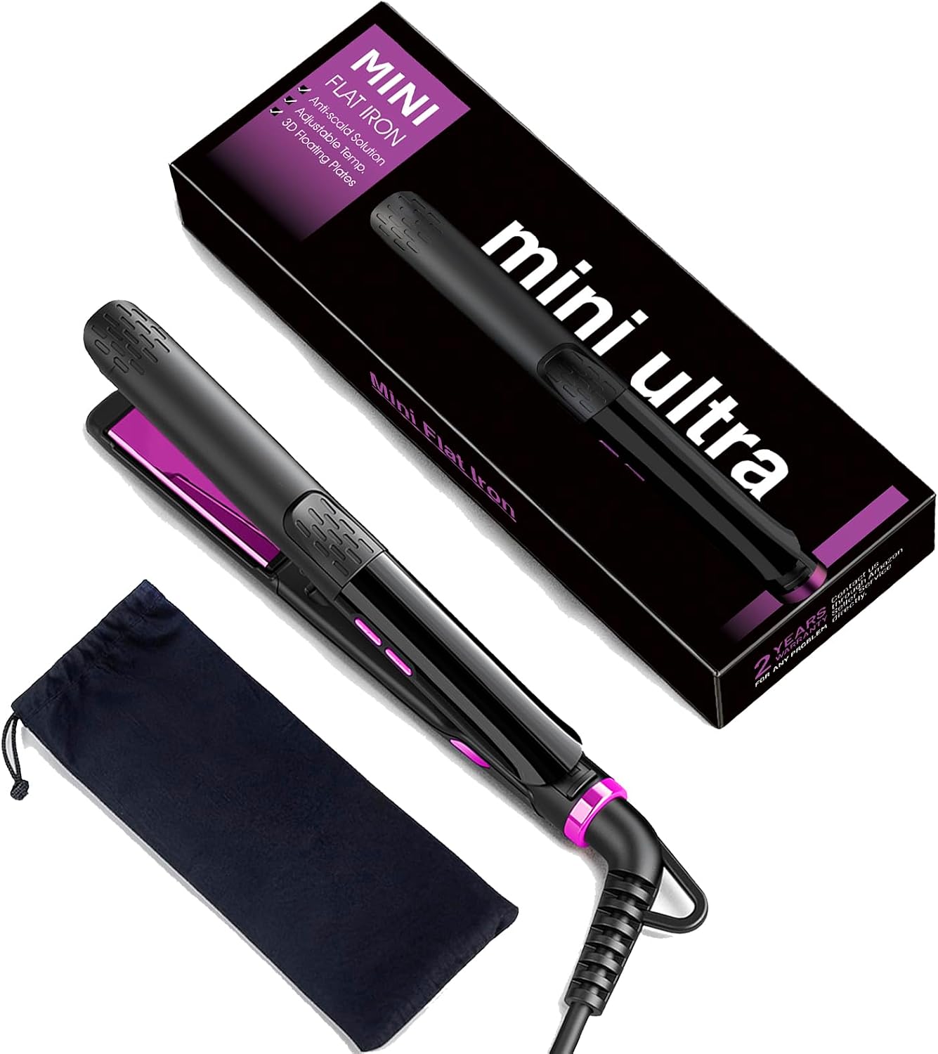 Temperatura ajustable de mini plancha plana de 0,5 pulgadas | Mini...