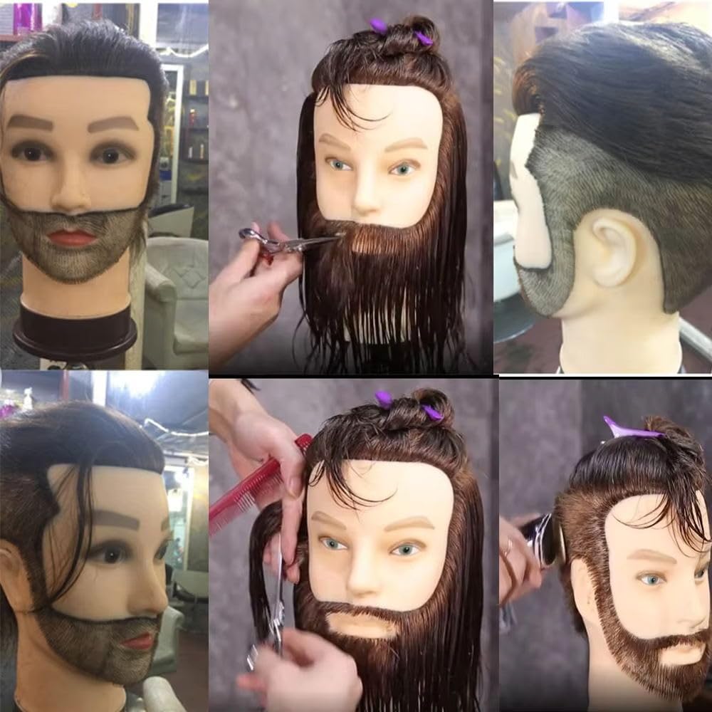 Cabeza de maniquí masculino con cabello humano de 12 pulgadas, cabe...