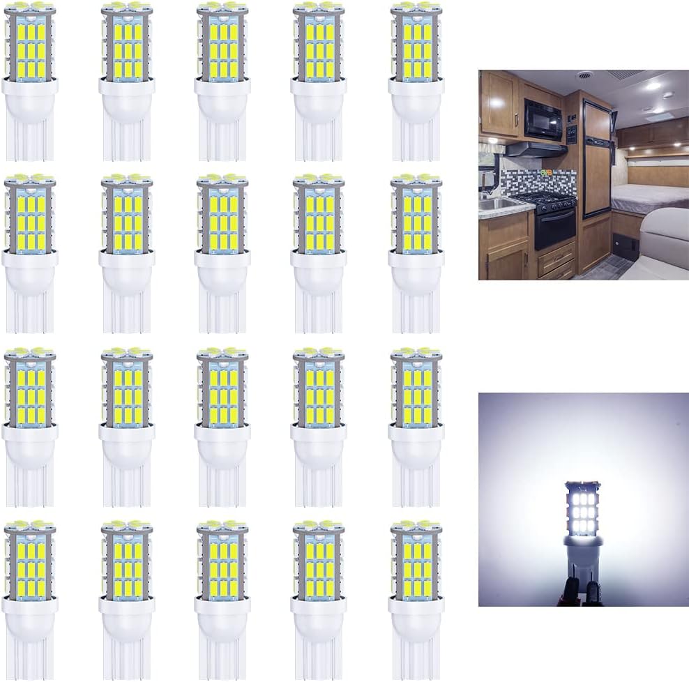 Antline Bombillas LED T10 921 194 168 de color blanco frío, paquete...