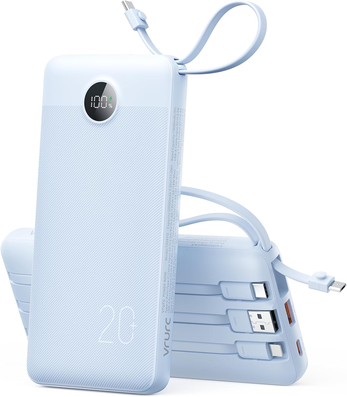 VRURC Cargador portátil delgado de 20000 mAh, batería externa de 22...