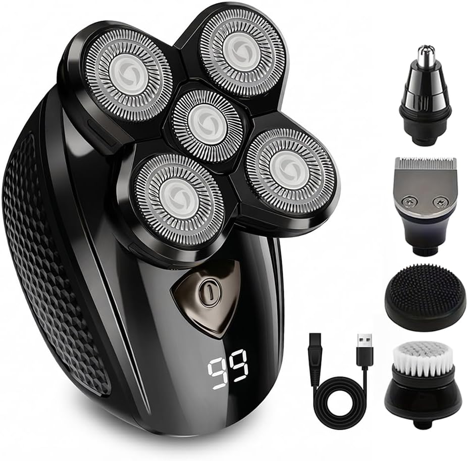 Afeitadoras de cabeza eléctricas 5D 5 en 1 para hombres calvos, maq...