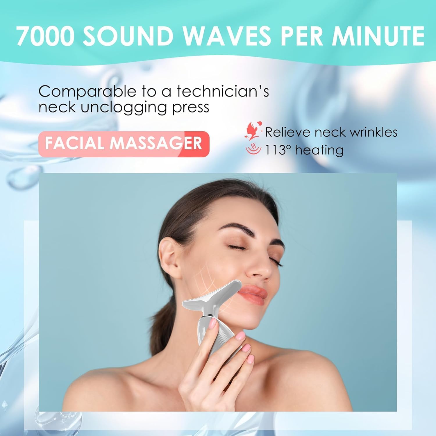 Masajeador facial cara y cuello, varita de esculpir cara con 7 colo...