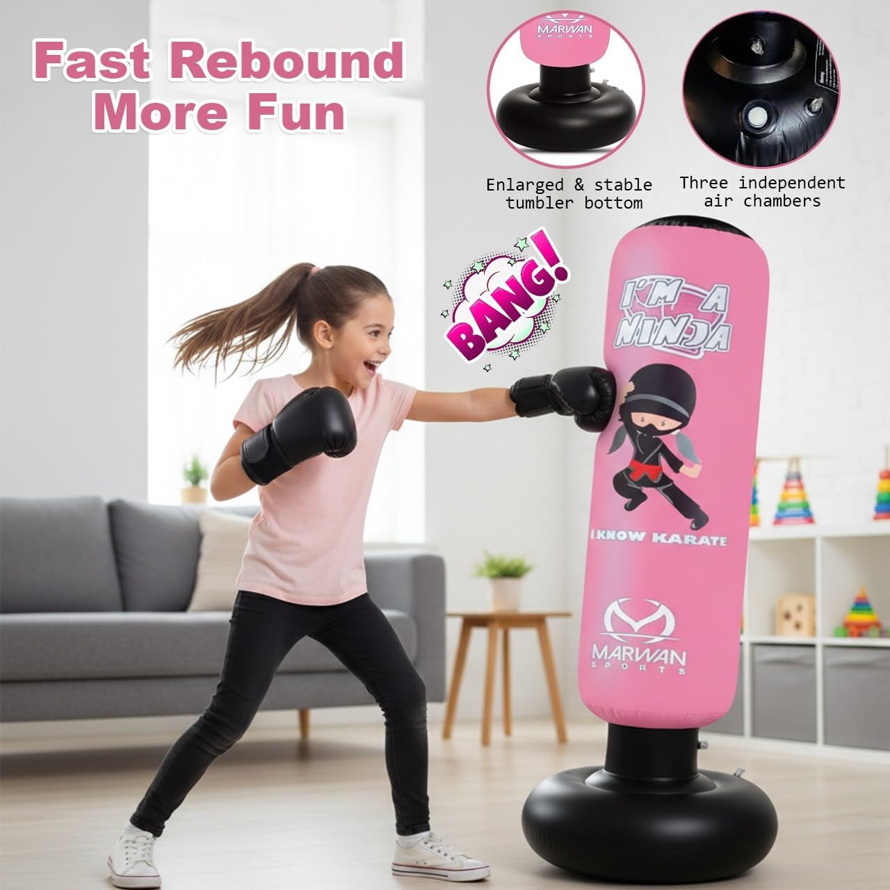 Marwan Sports Ninja - Saco de boxeo para niños, juguete sensorial i...