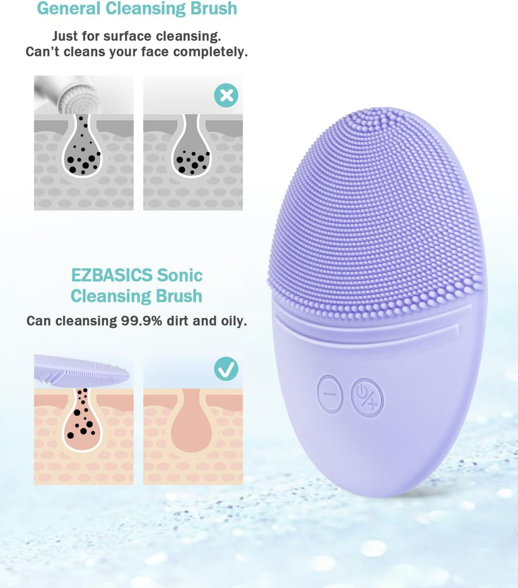 EZBASICS Cepillo de limpieza facial fabricado con silicona suave ul...