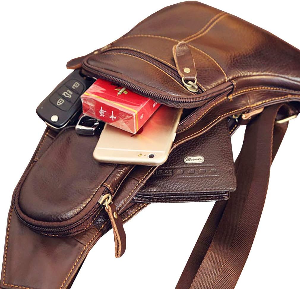 Mochila de Cuero Hebetag, Bandolera Cruzada para Hombres y Mujeres,...