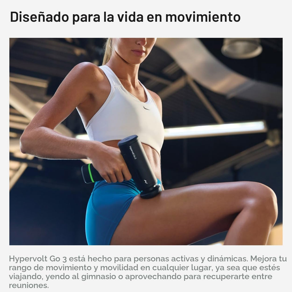 Hyperice Hypervolt Go 3 - Pistola de masaje de percusión compacta d...