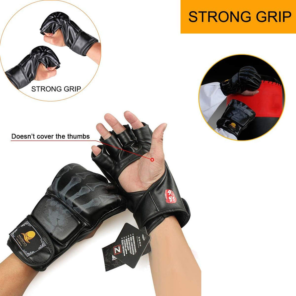 ZooBoo Guantes MMA, Guantes de Boxeo de Medio Dedo Mitones MMA con...
