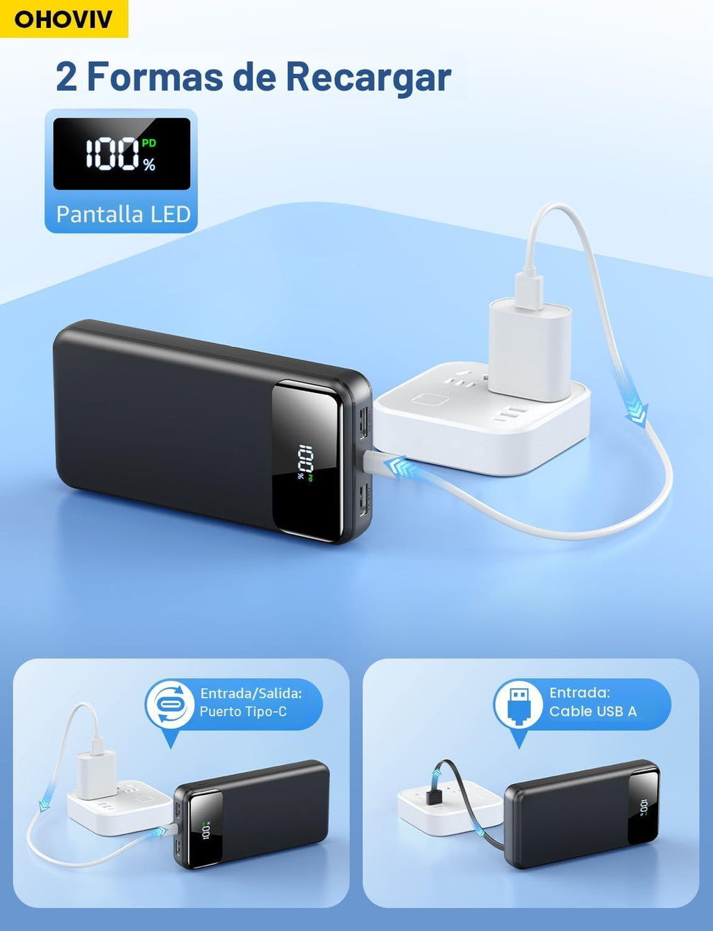 OHOVIV Cargador portátil de batería de 50000 mAh, batería de carga...